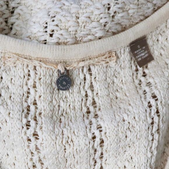 Anthropologie Size S Sleeveless Knit Tunic Fringe Hem Cream - Picture 9 of 12
